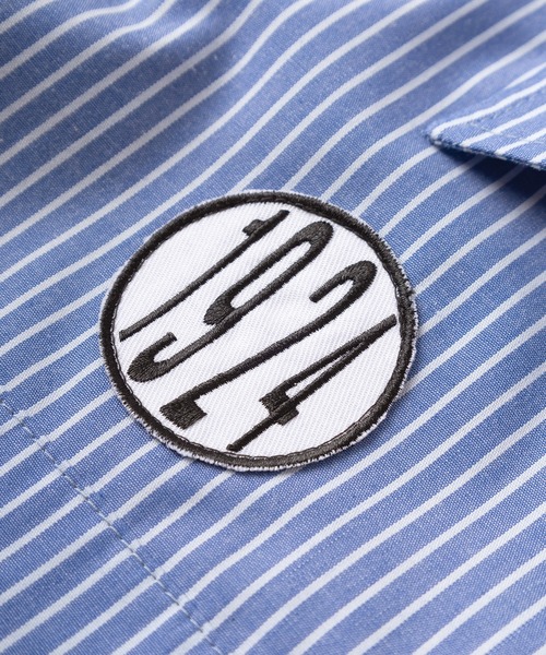 ユニバーサルオーバーオール企業ワッペン半袖ワークシャツオーバーサイズL 送料無料 UNIVERSAL OVERALL ユニバーサル