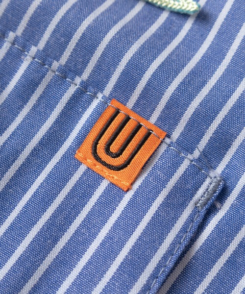 ユニバーサルオーバーオール企業ワッペン半袖ワークシャツオーバーサイズL 送料無料 UNIVERSAL OVERALL ユニバーサル