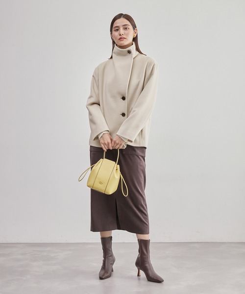 ROPE'(ロペ)の「【高評価】プレミアムカシミヤショートコート(ステンカラーコート・レディース・ブラック/ベージュ/キナリ・36/38/40)」の6枚目の写真