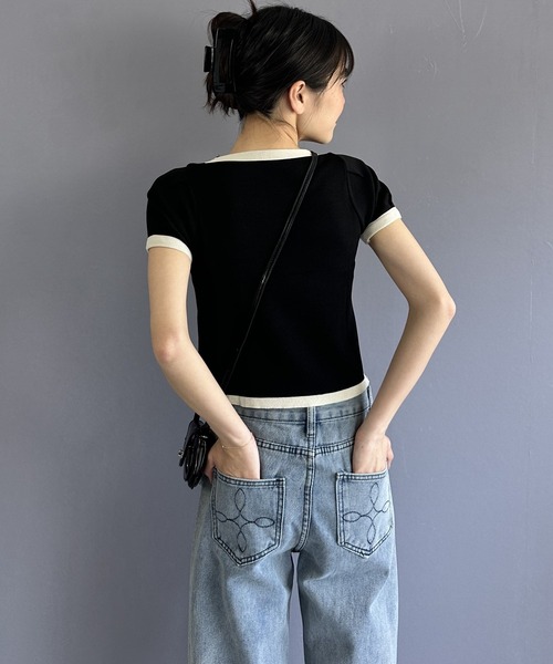 Silly（シリー）の「モノトーンバイカラースクウェアネックTEE（Tシャツ/カットソー・レディース・ホワイト/ブラック・FREE）」の17枚目の写真