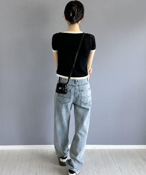 Silly（シリー）の「モノトーンバイカラースクウェアネックTEE（Tシャツ/カットソー・レディース・ホワイト/ブラック・FREE）」の20枚目の写真