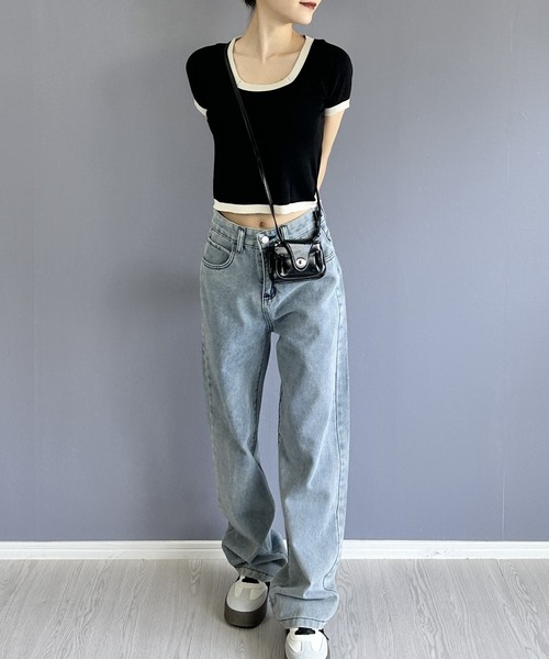 Silly（シリー）の「モノトーンバイカラースクウェアネックTEE（Tシャツ/カットソー・レディース・ホワイト/ブラック・FREE）」の19枚目の写真