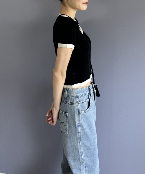 Silly（シリー）の「モノトーンバイカラースクウェアネックTEE（Tシャツ/カットソー・レディース・ホワイト/ブラック・FREE）」の14枚目の写真