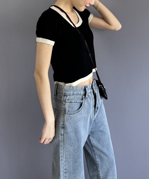 Silly（シリー）の「モノトーンバイカラースクウェアネックTEE（Tシャツ/カットソー・レディース・ホワイト/ブラック・FREE）」の11枚目の写真