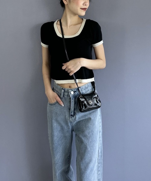 Silly（シリー）の「モノトーンバイカラースクウェアネックTEE（Tシャツ/カットソー・レディース・ホワイト/ブラック・FREE）」の15枚目の写真