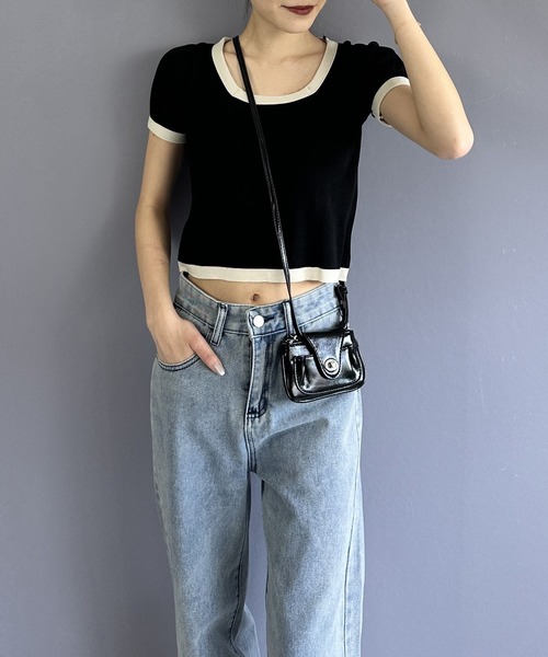 Silly（シリー）の「モノトーンバイカラースクウェアネックTEE（Tシャツ/カットソー・レディース・ホワイト/ブラック・FREE）」の12枚目の写真