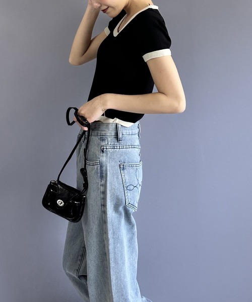 Silly（シリー）の「モノトーンバイカラースクウェアネックTEE（Tシャツ/カットソー・レディース・ホワイト/ブラック・FREE）」の10枚目の写真