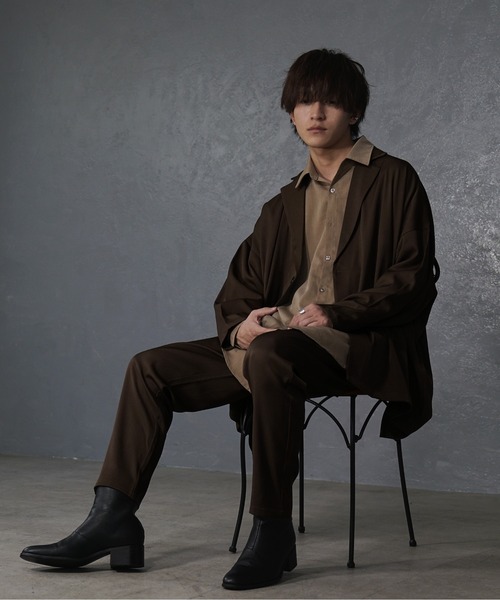 MinoriTY（マイノリティ）の「【MinoriTY】とろみ素材ドルマンセットアップ テーラードジャケット テーパードパンツ ビッグシルエット ルーズフィット 秋服 メンズ（セットアップ・メンズ・ブラック/ブラウン/グリーン/モスグリーン/ブルーグレー/モカ・S/M/L）」の16枚目の写真