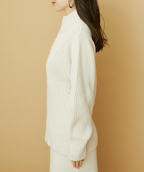 セール】【洗える】ジップアップニットカーディガン【セットアップ対応