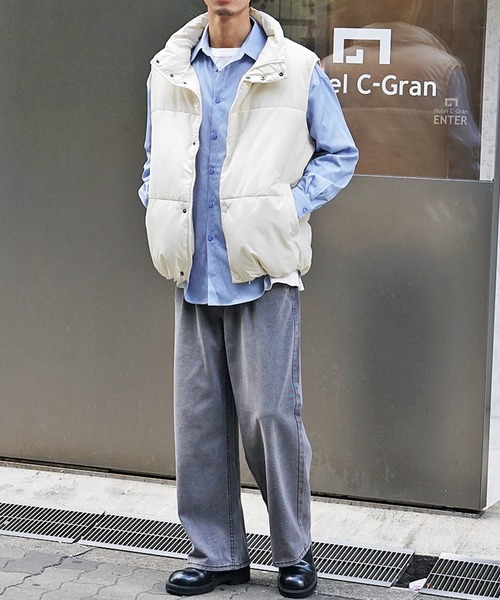 JOKER（ジョーカー）の「中綿ボリュームナイロンベスト メンズ オーバーサイズ ジレ ビッグシルエットカラーベスト 春服 冬服（ベスト・メンズ・クリーム/カーキ/ブラック・M/L）」の12枚目の写真