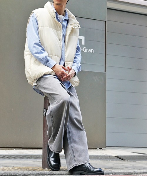 JOKER（ジョーカー）の「中綿ボリュームナイロンベスト メンズ オーバーサイズ ジレ ビッグシルエットカラーベスト 春服 冬服（ベスト・メンズ・クリーム/カーキ/ブラック・M/L）」の13枚目の写真