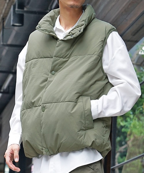 JOKER（ジョーカー）の「中綿ボリュームナイロンベスト メンズ オーバーサイズ ジレ ビッグシルエットカラーベスト 春服 冬服（ベスト・メンズ・クリーム/カーキ/ブラック・M/L）」の4枚目の写真