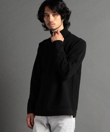 ランダムタックボーダータートルネックニット