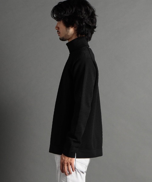 HIDEAWAYS NICOLE（ハイダウェイニコル）の「ランダムタックボーダータートルネックニット（ニット/セーター・メンズ・オフホワイト/ブラック/ホワイト×ブラック/シルバーグレー・LARGE/MEDIUM/X-LARGE）」の7枚目の写真