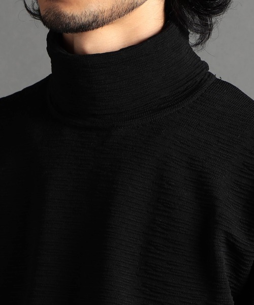 HIDEAWAYS NICOLE（ハイダウェイニコル）の「ランダムタックボーダータートルネックニット（ニット/セーター・メンズ・オフホワイト/ブラック/ホワイト×ブラック/シルバーグレー・LARGE/MEDIUM/X-LARGE）」の8枚目の写真