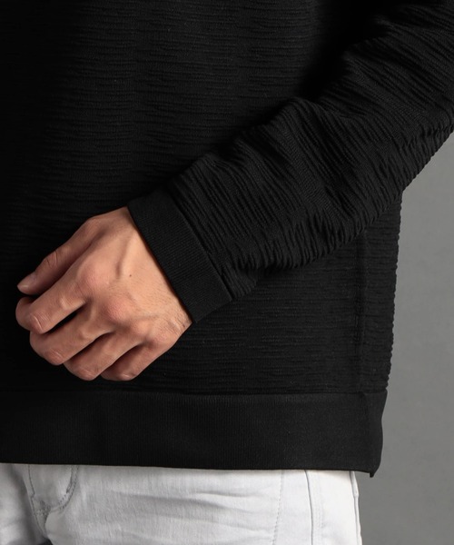 HIDEAWAYS NICOLE（ハイダウェイニコル）の「ランダムタックボーダータートルネックニット（ニット/セーター・メンズ・オフホワイト/ブラック/ホワイト×ブラック/シルバーグレー・LARGE/MEDIUM/X-LARGE）」の9枚目の写真