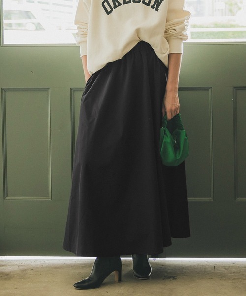 coca(coca)(コカ)の「タフタフレアロングスカート(スカート・レディース・グレイッシュベージュ/ブラック・SHORT/LONG)」の13枚目の写真