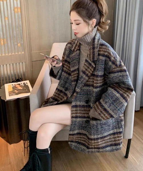 urge：（アージコロン ）の「【URGE：】チェック柄 ダブルボタン