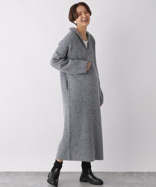 LEPSIM(レプシィム)の「【産前・産後対応】マタニティ/5ゲージハーフZIPワンピース 985972(マタニティウェア/グッズ・レディース・ベージュ/ブルー/グレー・FREE)」の4枚目の写真