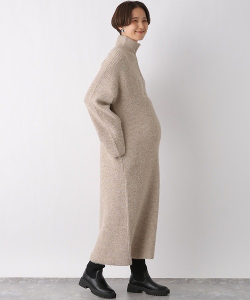 LEPSIM(レプシィム)の「【産前・産後対応】マタニティ/5ゲージハーフZIPワンピース 985972(マタニティウェア/グッズ・レディース・ベージュ/ブルー/グレー・FREE)」の8枚目の写真