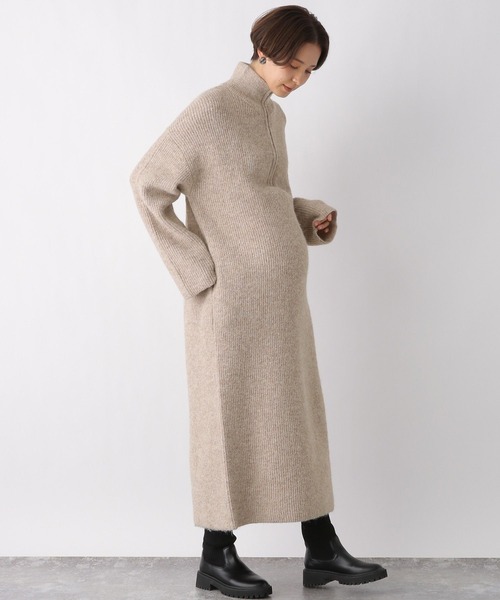 LEPSIM(レプシィム)の「【産前・産後対応】マタニティ/5ゲージハーフZIPワンピース 985972(マタニティウェア/グッズ・レディース・ベージュ/ブルー/グレー・FREE)」の9枚目の写真