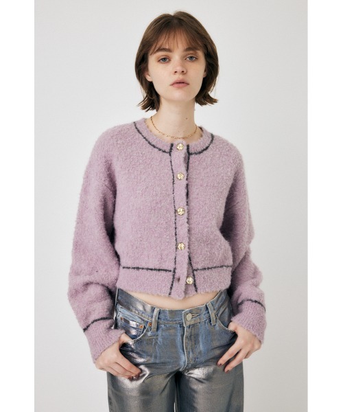 MOUSSY（マウジー）の「BI COLOR FRONT BUTTON ニット（カーディガン/ボレロ・レディース・アイボリー/ネイビー/ライトピンク・FREE）」の3枚目の写真