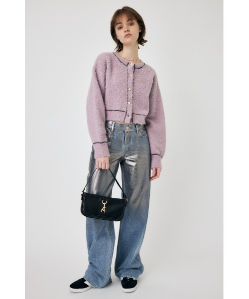 MOUSSY（マウジー）の「BI COLOR FRONT BUTTON ニット（カーディガン/ボレロ・レディース・アイボリー/ネイビー/ライトピンク・FREE）」の11枚目の写真
