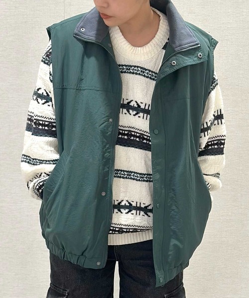 MRU(エムアールユー)の「MRU/エムアールユー ナイロン 撥水 裏フリース スタンドベスト(ベスト・メンズ・ブラック/グリーン/アイボリー・LL/L/M)」の12枚目の写真
