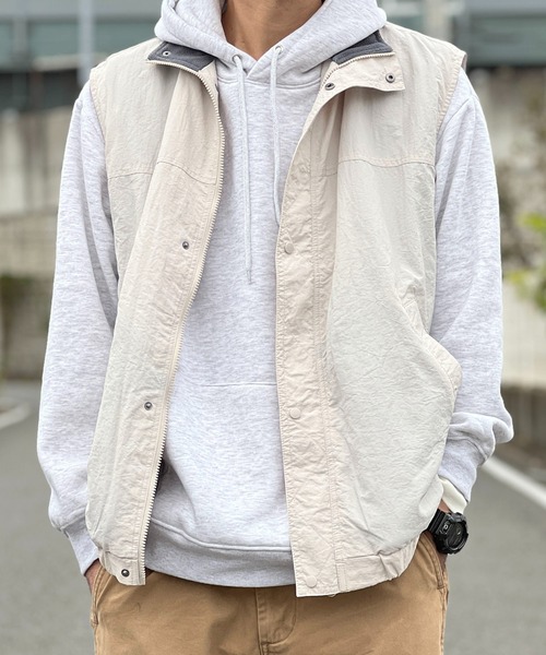 MRU(エムアールユー)の「MRU/エムアールユー ナイロン 撥水 裏フリース スタンドベスト(ベスト・メンズ・ブラック/グリーン/アイボリー・LL/L/M)」の13枚目の写真