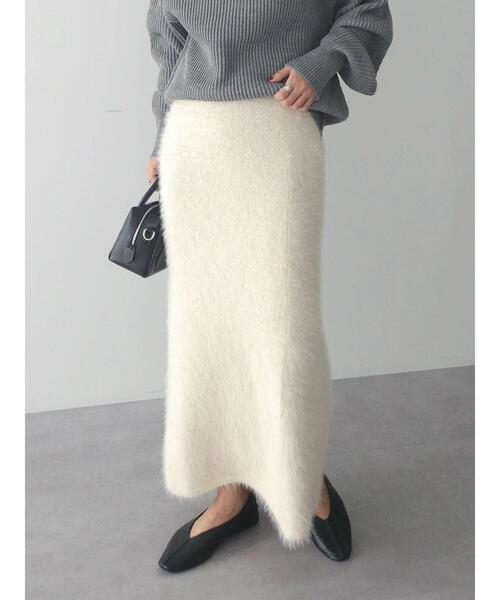 Petit fleur（プチフルール）の「・Petit　Fleur　シャギーニットスカート（スカート・レディース・ブラック/ベージュ/ブルー/アイボリー・FREE）」の5枚目の写真