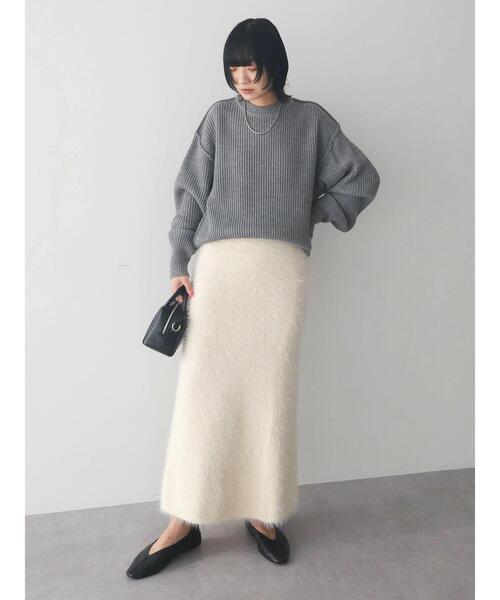 Petit fleur（プチフルール）の「・Petit　Fleur　シャギーニットスカート（スカート・レディース・ブラック/ベージュ/ブルー/アイボリー・FREE）」の14枚目の写真
