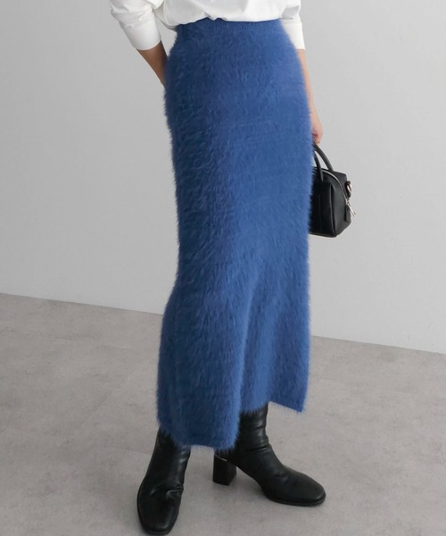 Petit fleur（プチフルール）の「・Petit　Fleur　シャギーニットスカート（スカート・レディース・ブラック/ベージュ/ブルー/アイボリー・FREE）」の4枚目の写真