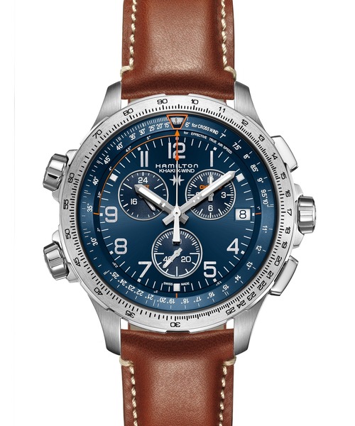 HAMILTON [ハミルトン] 腕時計 Khaki Aviation （カーキ アヴィエーション） X-Wind GMT クロノ クオーツ 46MM ブルー×ブラウン（アナログ腕時計）｜HAMILTON（ハミルトン）