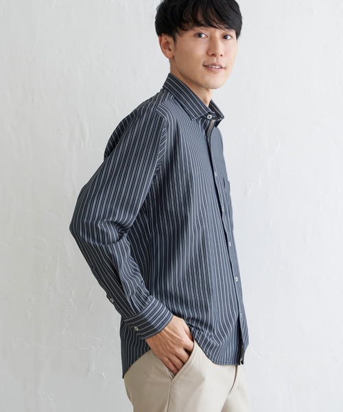 IKKA LOUNGE（イッカラウンジ）の「GOKU楽ワークスイスカラーシャツ（シャツ/ブラウス・メンズ・ネイビー/ホワイト・L/M/S/XL）」の9枚目の写真