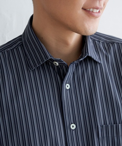 IKKA LOUNGE（イッカラウンジ）の「GOKU楽ワークスイスカラーシャツ（シャツ/ブラウス・メンズ・ネイビー/ホワイト・L/M/S/XL）」の10枚目の写真