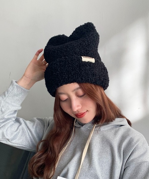 セール】猫耳もこもこ ニット帽（ニットキャップ/ビーニー）｜SHEPP
