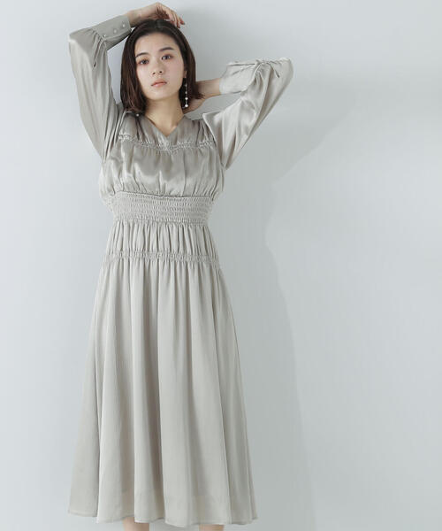 ナチュラルビューティーベーシック　楊柳ジャガードシャーリングワンピース NATURAL BEAUTY BASIC（ナチュラルビューティーベーシック）の