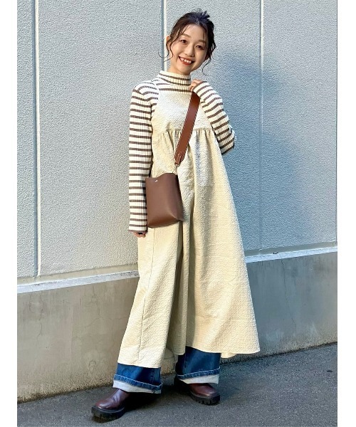 HONEYSUCKLE ROSE（ハニーサックルローズ）の「【HONEYSUCKLE ROSE】ハイゲージリブニット（ニット/セーター・レディース・オフホワイト/ブラック/ブラック×ホワイト/ホワイト×カーキブラウン・M/L）」の9枚目の写真