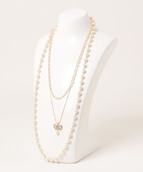 3連リボンチャームネックレス（ネックレス）｜Rose Tiara（ローズティアラ）