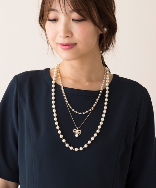 3連リボンチャームネックレス（ネックレス）｜Rose Tiara（ローズティアラ）