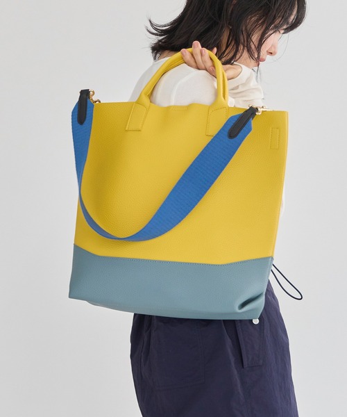 LAVEANGE（ラビアンジェ）の「キャンバスカラーストラップバッグ（ショルダーバッグ・レディース・イエロー/グリーン/ライトグレー・F）」の22枚目の写真