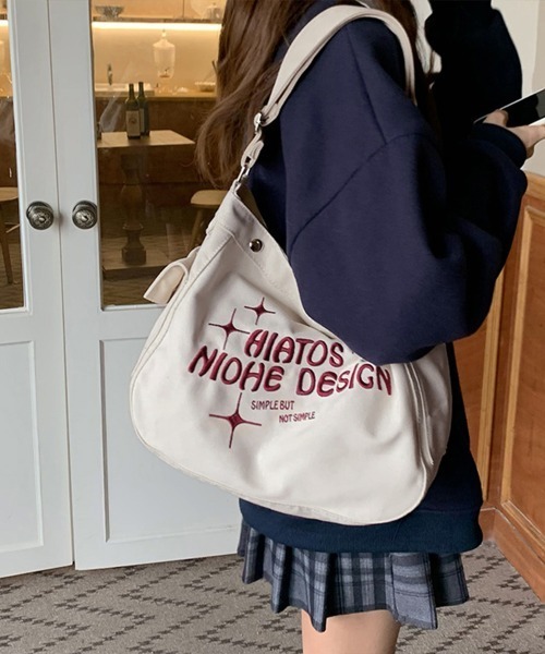 Miniministore（ミニミニストア）の「ショルダーバッグ キャンバス 大容量通学（ショルダーバッグ・レディース・アイボリー・FREE）」の8枚目の写真