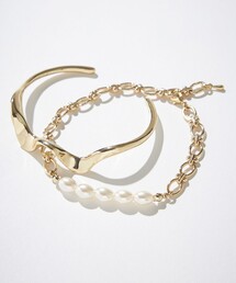 組曲（クミキョク）の「【2SET】メタルバングル パールセットブレスレット（ブレスレット）」