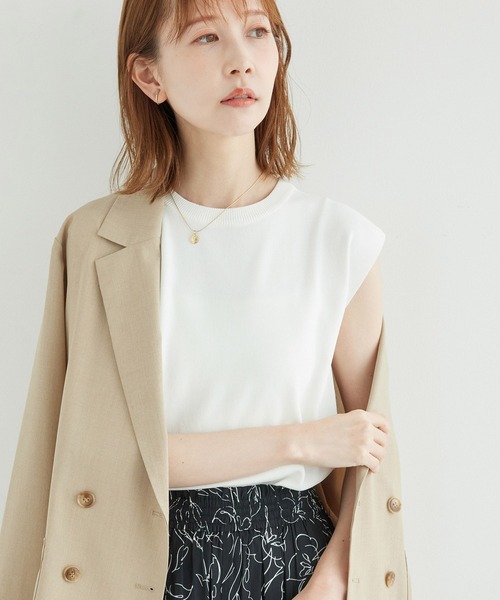 ROPE' PICNIC（ロペピクニック）の「ゼロスリーブニットプルオーバー/UVカット・洗濯機OK・冷感（ニット/セーター・レディース・ホワイト系その他5/ブラック/レッド/ライトグレー/オフホワイト・38）」の2枚目の写真