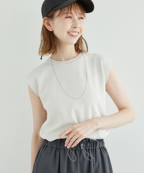 ROPE' PICNIC（ロペピクニック）の「ゼロスリーブニットプルオーバー/UVカット・洗濯機OK・冷感（ニット/セーター・レディース・ホワイト系その他5/ブラック/レッド/ライトグレー/オフホワイト・38）」の5枚目の写真