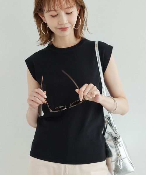 ROPE' PICNIC（ロペピクニック）の「ゼロスリーブニットプルオーバー/UVカット・洗濯機OK・冷感（ニット/セーター・レディース・ホワイト系その他5/ブラック/レッド/ライトグレー/オフホワイト・38）」の4枚目の写真