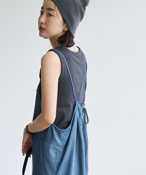 coen（コーエン）の「ベーシックカップ付きリブタンク（タンクトップ・レディース・オフホワイト/ダークグリーン/ダークグレー/ベージュ・M/L）」の6枚目の写真