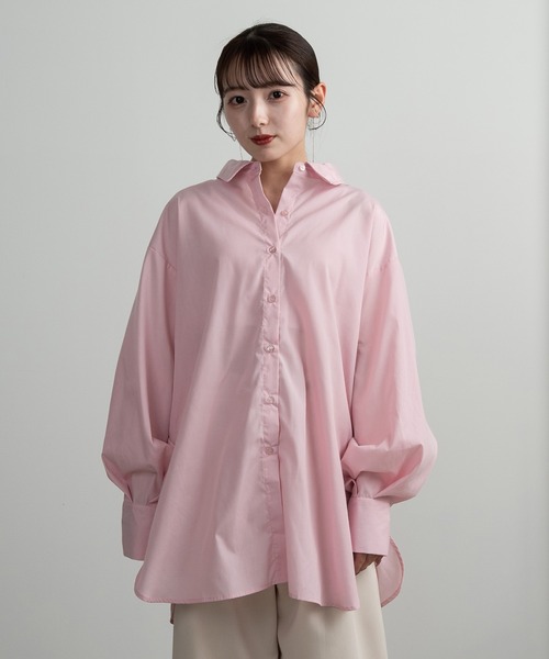 Amiur（エミレ）の「back drawstring smooth shirt / バックドローストリングスムースシャツ（シャツ/ブラウス・レディース・ブルー/ホワイト/ピンク・FREE）」の3枚目の写真