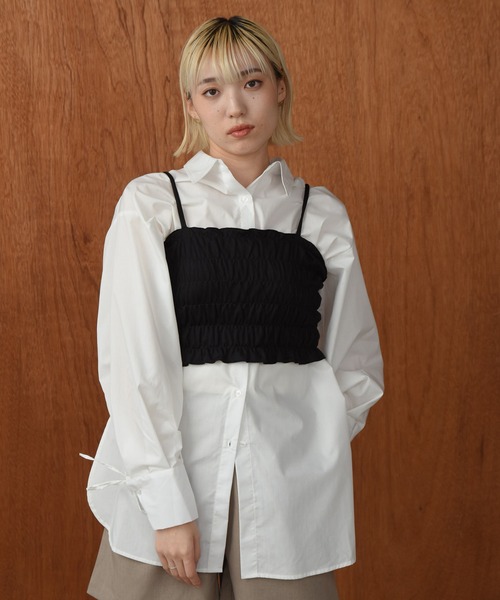 Amiur（エミレ）の「back drawstring smooth shirt / バックドローストリングスムースシャツ（シャツ/ブラウス・レディース・ブルー/ホワイト/ピンク・FREE）」の8枚目の写真