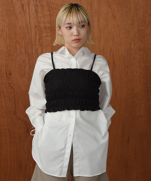 Amiur（エミレ）の「back drawstring smooth shirt / バックドローストリングスムースシャツ（シャツ/ブラウス・レディース・ブルー/ホワイト/ピンク・FREE）」の9枚目の写真